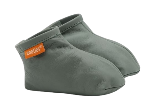 Moss Green Babyslofjes van echt Bio-leer
